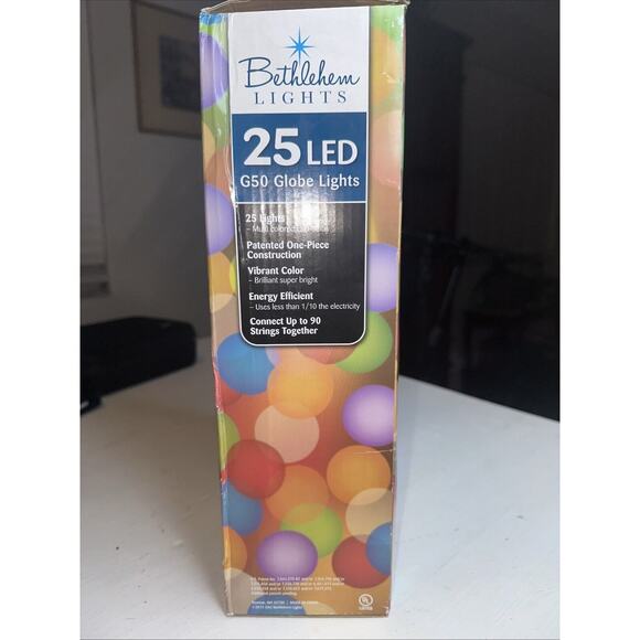 Bethlehem Lights 25 LED G50 Globe Lights Multicolor indoor outdoor cml grade - Picture 2 of 6